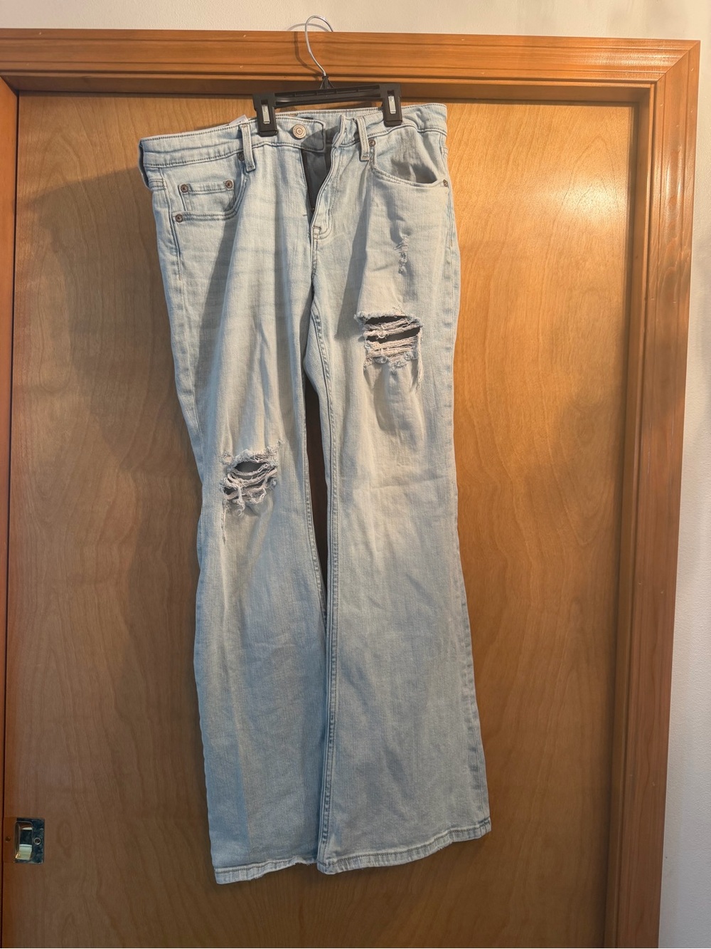 Aeropostale Light Blue Ripped Flare Jeans